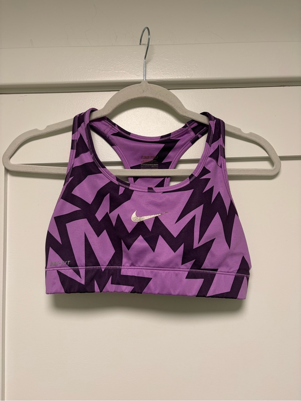 Vintage Nike Purple Lightning-Print Sports Bra